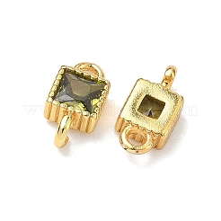 Quadratische Verbindungsanhänger aus Messing mit Zirkonia-Pavé&nbsp;KK-P348-12G-02