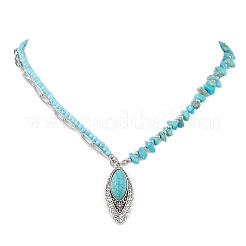Collane con ciondolo in lega con pavé di turchese sintetico occhio di cavallo&nbsp;NJEW-JN05158
