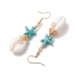 Orecchini pendenti in ottone con stelle marine&nbsp;EJEW-JE06141-01