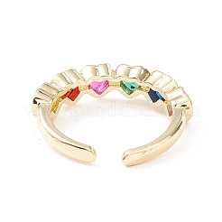 Bague de manchette cœur en zircone cubique colorée&nbsp;KK-D067-30G-RS