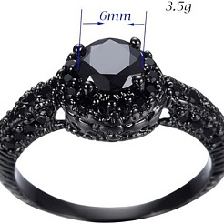 Flache runde Messing Jet Strass Fingerringe&nbsp;FS-WG232E0-05