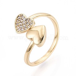Manschettenringe aus Messing mit Mikropavé-Zirkonia für Damen&nbsp;KK-T071-63G