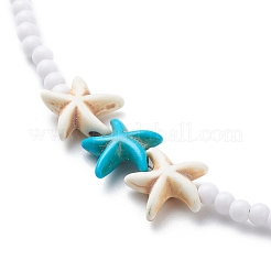 3 pz 3 colori tinti di stelle marine turchesi sintetiche e set di collane di perline acriliche&nbsp;NJEW-JN04037