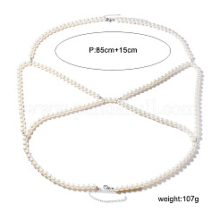 Chaînes de corps de bikini sexy en plastique imitation perle blanche ronde pour femmes&nbsp;WGCAB37-01