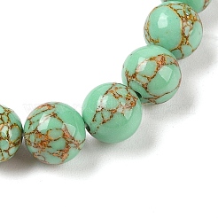 Braccialetti elasticizzati con perline rotonde turchesi sintetiche (tinte).&nbsp;G-U005-01C-07