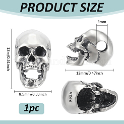 1 pz 925 perline a forma di teschio in argento sterling&nbsp;FIND-BC0014-17