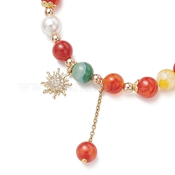 Braccialetti con perline rotonde in agata striata naturale&nbsp;BJEW-JB11924-03