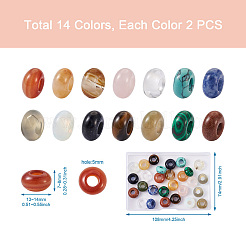 28 pz 14 stile naturale e sintetico misto pietra preziosa europea perline a foro grande&nbsp;G-TA0001-37