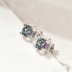 925 aretes de plata de ley con rhinestone y moissanita&nbsp;EJEW-U042-02P