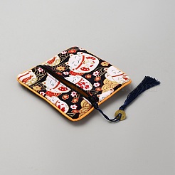 Sacchetti per imballaggio di gioielli in stoffa quadrata sacchetti con coulisse con nappa&nbsp;ABAG-WH0032-68F
