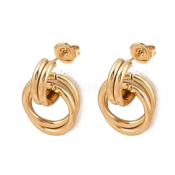 Orecchini a perno con anello ritorto in acciaio inossidabile 304&nbsp;EJEW-P324-05G