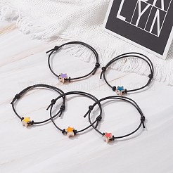 Bracciale con cordino regolabile con perline smaltate acriliche a stella per ragazze adolescenti&nbsp;BJEW-JB07050