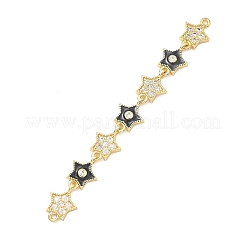 Breloques connecteurs en laiton serties de micro-pavés de zircone cubique transparente en forme d'étoile&nbsp;KK-H539-16G