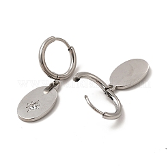 Creolen mit ovalem Kristall-Strass und Stern-Ohrhänger&nbsp;EJEW-P219-11P