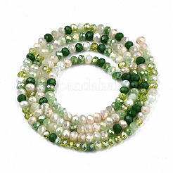 Galvanoplastie des brins de perles de verre de couleur mélangée&nbsp;GLAA-T006-07-B02