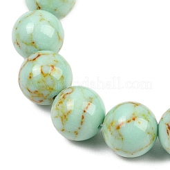 Pulsera elástica con cuentas turquesa sintética&nbsp;BJEW-P208-08-12MM-01