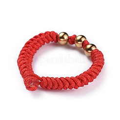 (vente d'usine de fêtes de bijoux) ensembles de bracelets et de bagues en perles tressées avec cordon en nylon réglable&nbsp;SJEW-JS01029-02