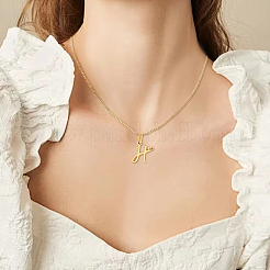 Collier avec pendentif lettre en acier inoxydable 304 et chaîne en laiton 1 pièce&nbsp;NJEW-LP0001-40H-G