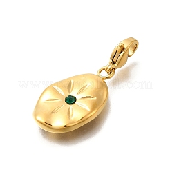 Ciondolo ovale in acciaio inossidabile 304 con strass decorazione&nbsp;STAS-R159-49G-03
