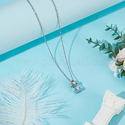 Collier avec pendentif en forme de bouteille en acier inoxydable 304 et en verre&nbsp;NJEW-ME0001-03