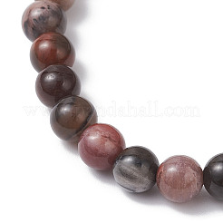 Bracelets extensibles en perles de bois pétrifié naturel pour femmes&nbsp;BJEW-JB12604