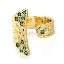 Fischschwanz-Rack-Beschichtung Messing Micro Pave Zirkonia offene Manschettenringe für Frauen&nbsp;RJEW-M022-06G-02