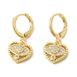 Orecchini a cerchio in ottone con micro pavé di zirconi chiari a cuore&nbsp;EJEW-Z162-02G