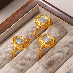 304 Edelstahl Pavé-Fingerringe mit Zirkonia&nbsp;WG8B863-01