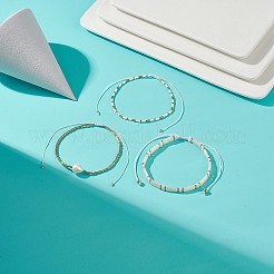 Set di braccialetti elasticizzati con perline di semi di vetro e perle naturali in stile 3 pz 3 per donna&nbsp;BJEW-JB08889