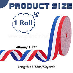Ruban gros-grain rayé en polyester tricolore de 50 mètre&nbsp;OCOR-WH0112-004A
