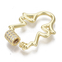Messing Micro Pave klare Zirkonia Schraube Karabiner Schloss Charms&nbsp;ZIRC-T013-07G-NF