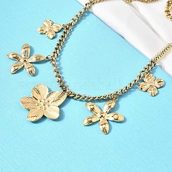 Collane pettorali con ciondolo a forma di fiore in acciaio inossidabile 304 per donna&nbsp;NJEW-A063-02G