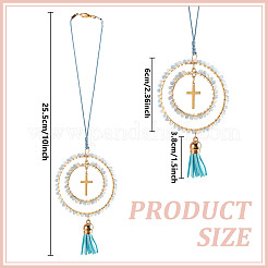 Pendentif décoratif en forme de croix en verre&nbsp;HJEW-DR00172