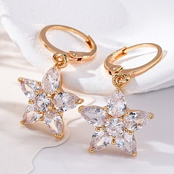 Messing Micro Pave klar Kubisch Zirkonia Hebelohrringe&nbsp;EJEW-K300-54G