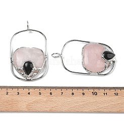 Grands pendentifs en quartz rose naturel et obsidienne&nbsp;G-Z142-01P-A01