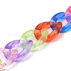 Transparente Glitzerpulver-Acryl-Bordsteinkette für DIY-Schlüsselanhänger&nbsp;HJEW-JM00400-07
