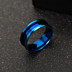 201 configuraciones de anillo de dedo ranurado de acero inoxidable&nbsp;MAK-WH0007-16L-B