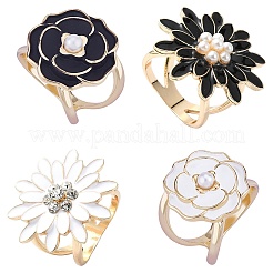 8 pièce 4 styles de boucle d'écharpe en alliage doré émaillé œillet et marguerite&nbsp;AJEW-CJ0001-33