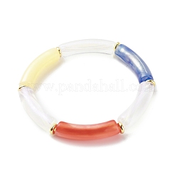 Bracelet extensible perlé tube incurvé acrylique pour femme&nbsp;BJEW-JB08374