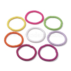 Set aus elastischen Armbändern mit Rondellperlen aus Acryl&nbsp;BJEW-JB11020-01