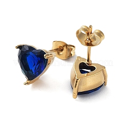 6 par de aretes de circonita cúbica con forma de corazón de 2 colores&nbsp;EJEW-A024-15B
