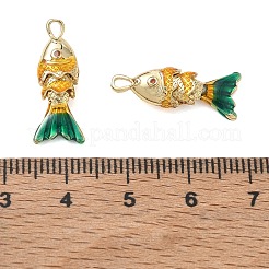 Ciondoli in ottone con micro pavé di zirconi cubici arancioni e rossi&nbsp;KK-A268-05G-D03