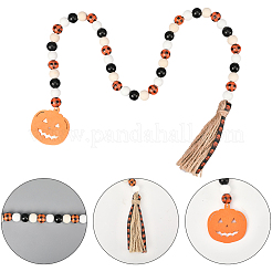 Halloween runde Wandornamente aus Naturholzperlen&nbsp;HJEW-WH20004-15