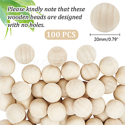 100 pièces de perles en bois non finies&nbsp;WOOD-GA0001-60