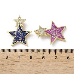 Pendenti in zirconi cubici trasparenti in micro pavè di ottone&nbsp;KK-C045-25G