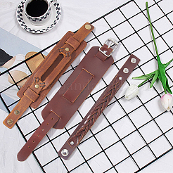 3 pulsera de piel de vaca de 3 estilos&nbsp;BJEW-CL0001-39B