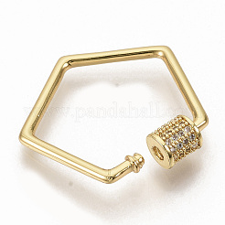 Laiton micro pave clair zircone cubique vis mousqueton charmes de verrouillage&nbsp;ZIRC-S066-005