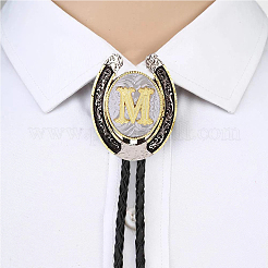 Cowboy Western Legierung Hufeisen & Buchstaben Anhänger Bolo Tie Halsketten&nbsp;NJEW-WH20014-02M