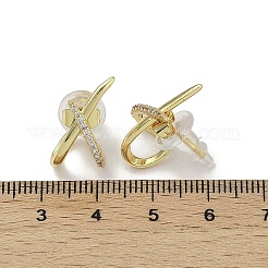 Orecchini a bottone a croce in ottone con zirconi cubici trasparenti&nbsp;LS-EJEW-A134-02G