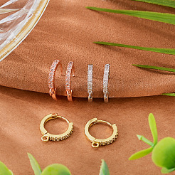 3 par de aros para pendientes de aro con micropavé de circonita cúbica de latón de 3 colores&nbsp;KK-TAD0001-37